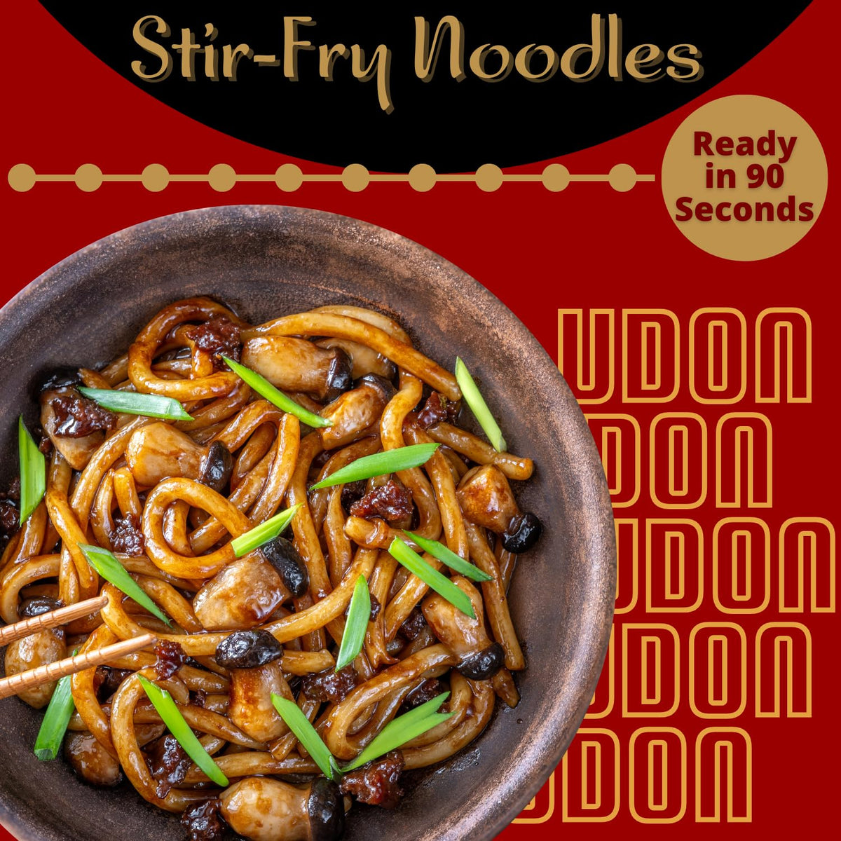 KA-ME Udon Noodles while cooking: vibrant stir-fry ready in minutes.