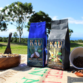 KA`U Coffee Mill Hawai`i Vanilla Macadamia Nut ground coffee gift idea for Hawai`i flavor lovers.