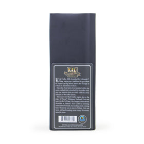 KA`U Coffee Mill Hawai`i Vanilla Macadamia Nut ground coffee packaging highlights small-batch craft.