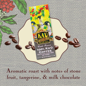 Ka'u Coffee Mill small-batch roast 8oz pack delivering rich aroma and body.