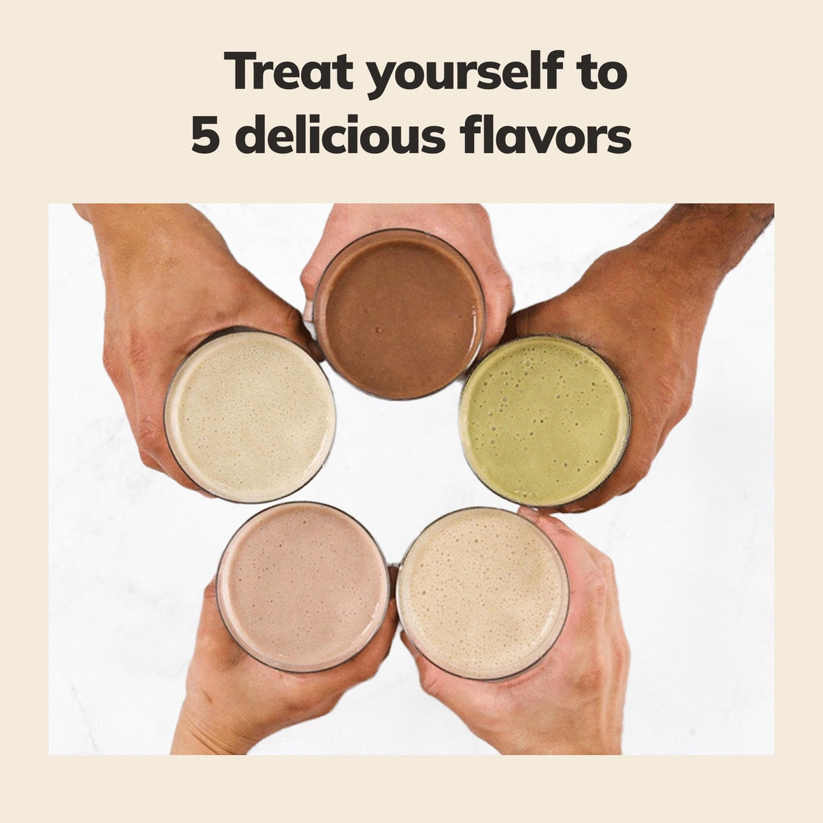 Ka’Chava creamy shake in glass conveys a milkshake-like experience.