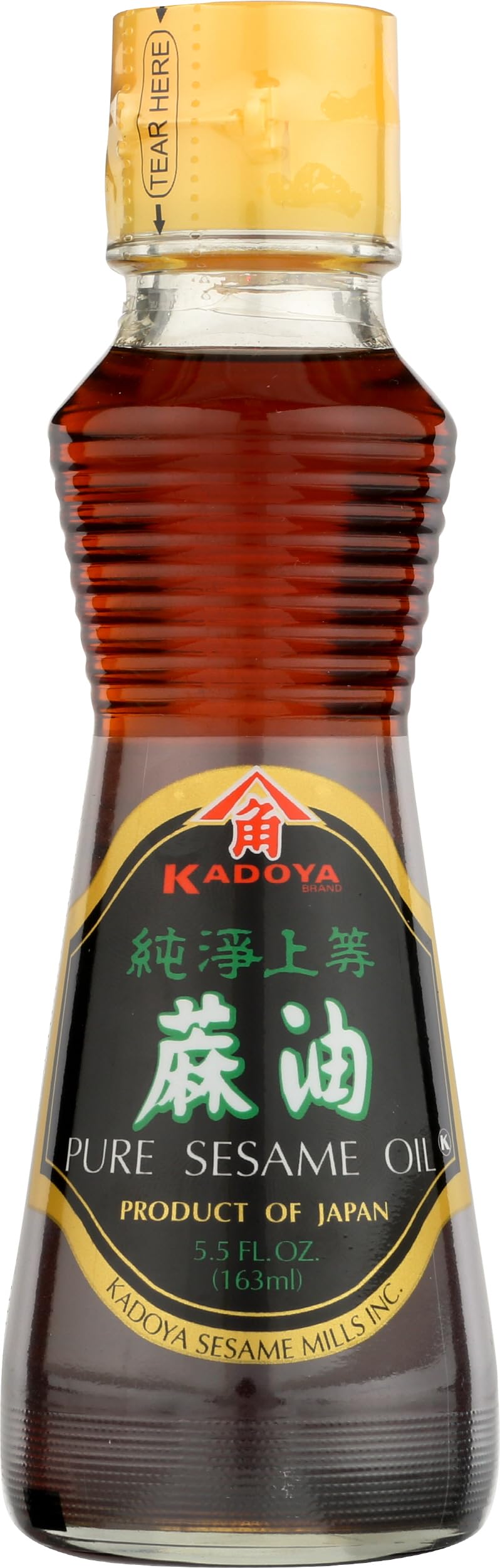 Kadoya sesame oil bottle shows 5.5 oz size for everyday cooking.