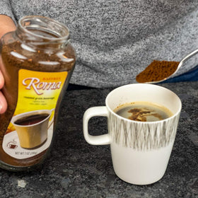Kaffree Roma 100 servings pack suggesting long-lasting flavor