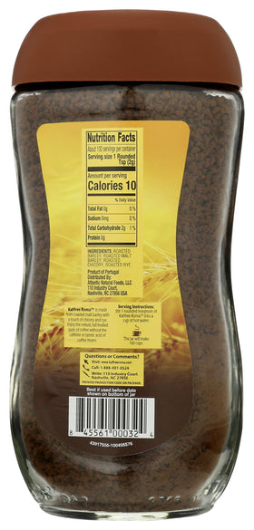 Kaffree Roma Original 7oz packaging box highlights convenient pantry-ready caffeine-free option.