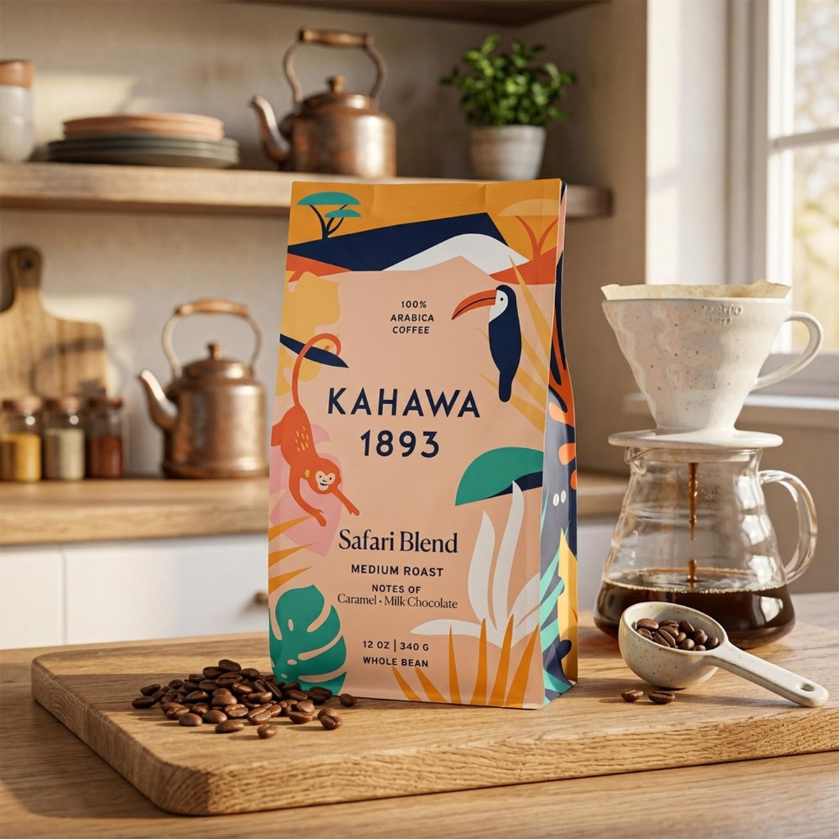 Packaging of Kahawa 1893 Safari Blend includes a QR tip to support East African farmers.