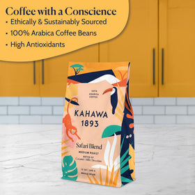 Ethically sourced, organic Kahawa 1893 Safari Blend beans ready for daily brew.
