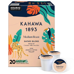 KAHAWA 1893 Safari Blend box packaging showing ethical sourcing and sustainability.
