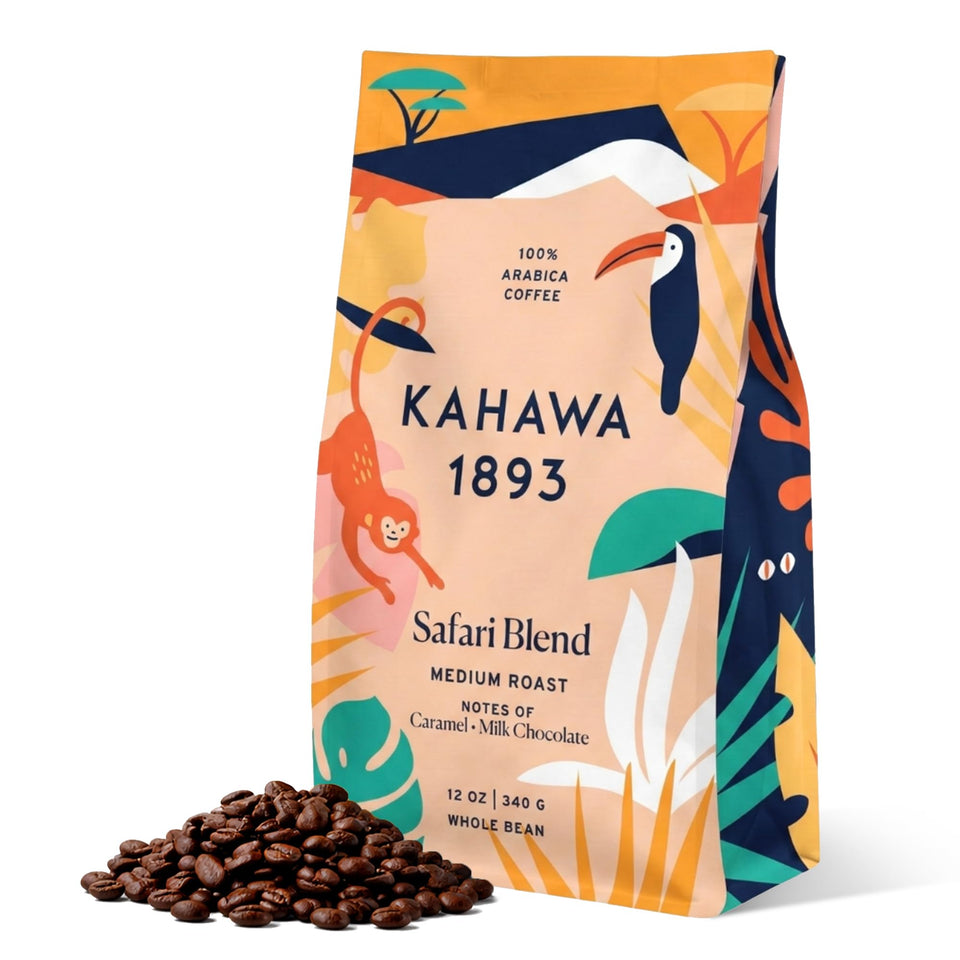 Kahawa 1893 Safari Blend whole bean pack ready for a balanced brew.