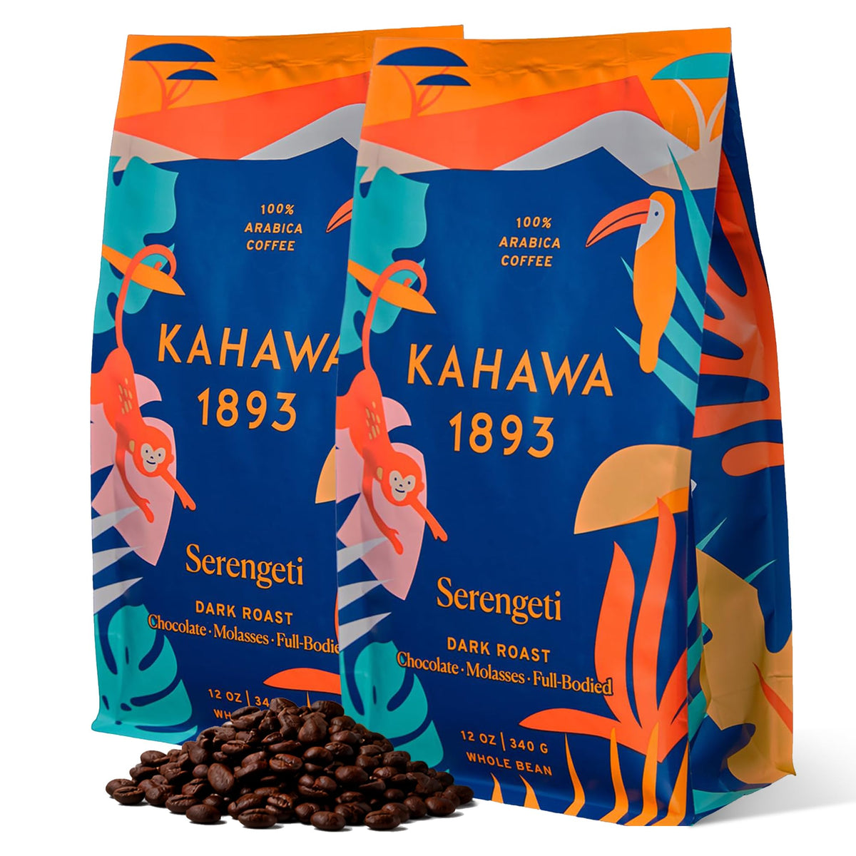 Kahawa 1893 Serengeti Blend coffee beans showcasing bold flavor and low acidity