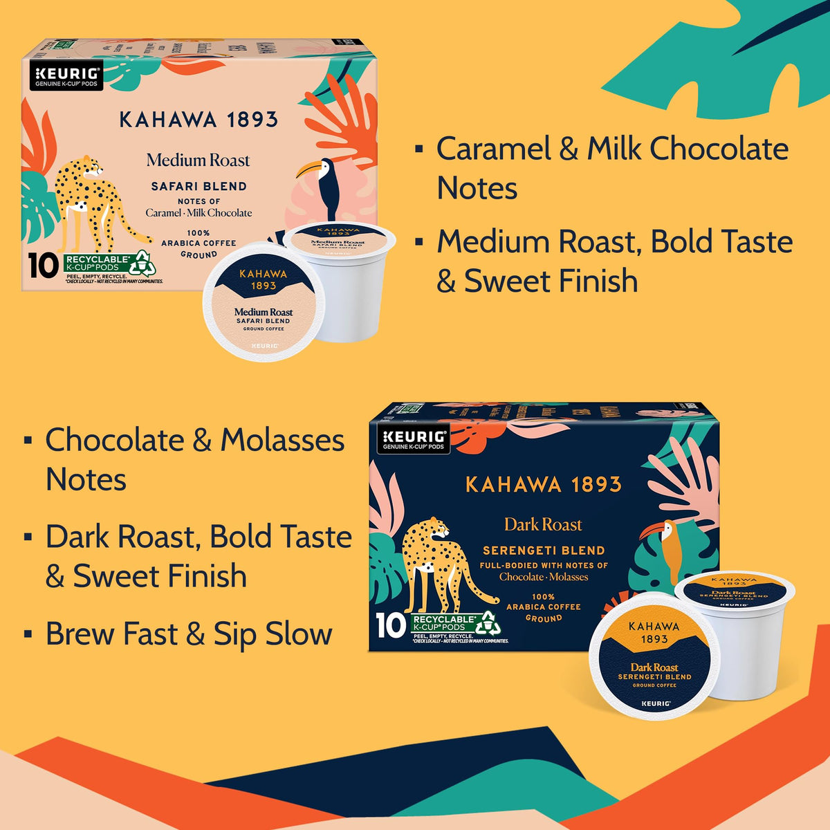 KAHAWA 1893 Serengeti Blend pod delivering a bold, chocolatey finish.