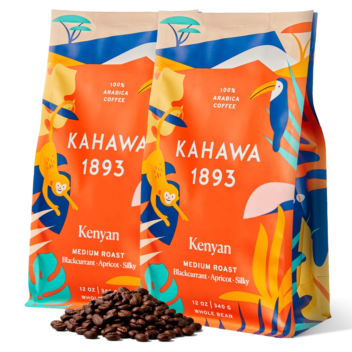 KAHAWA 1893 packaging showcases sustainable Kenyan coffee sourcing and quality.