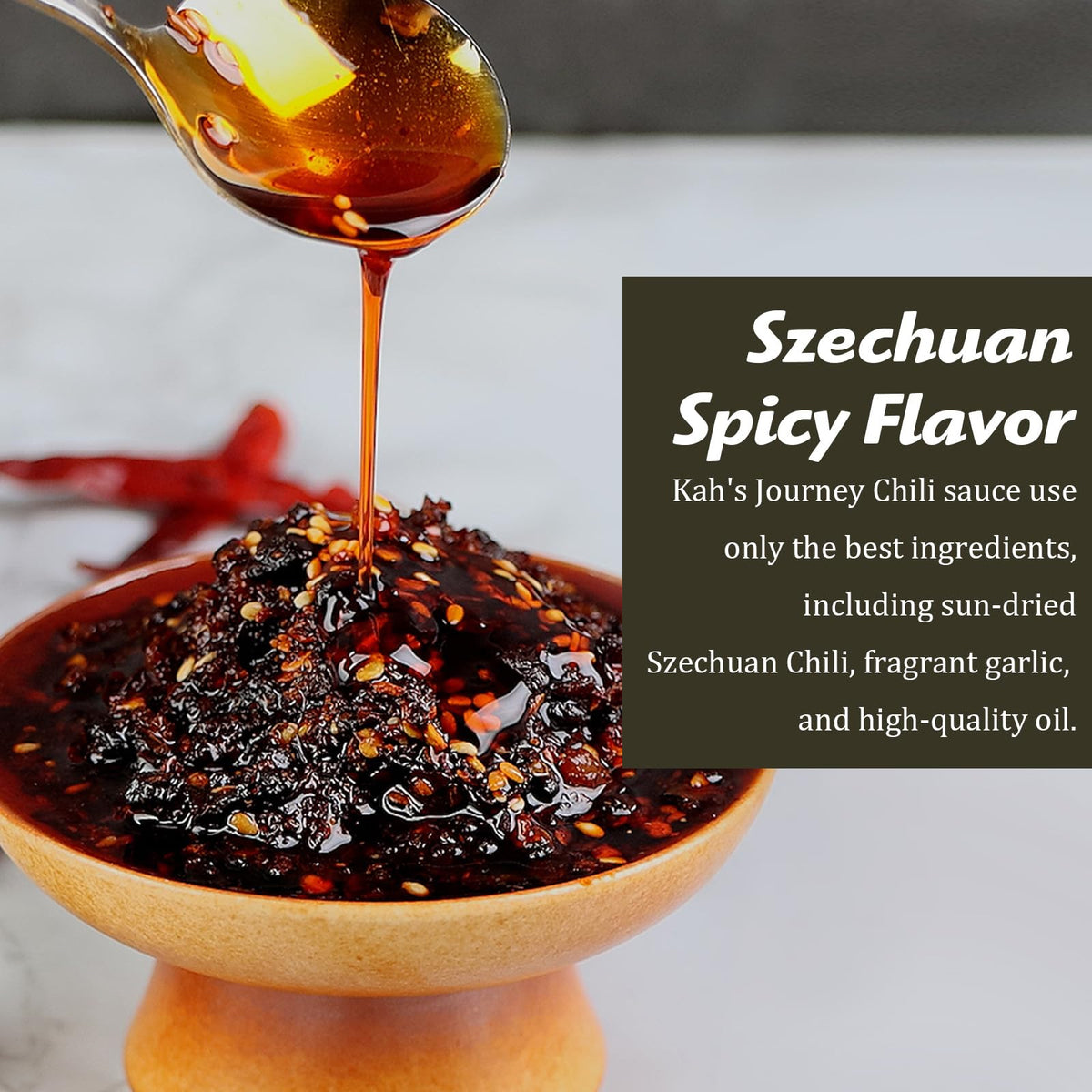 Kah's Journey chili oil on noodles to boost flavor and color.