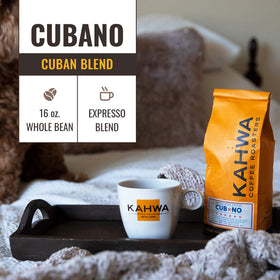 Kahwa Cuban dark roast label showing freshness and origin.