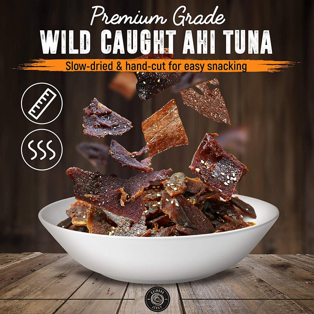 Kaimana Ahi Tuna Jerky Teriyaki ingredients reveal natural, preservative-free seasoning.