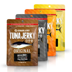 Kaimana Ahi Tuna Jerky Original flavor bag, high-protein snack for active days