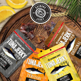 Kaimana Ahi Tuna Jerky Peppered flavor bag for savory on-the-go protein