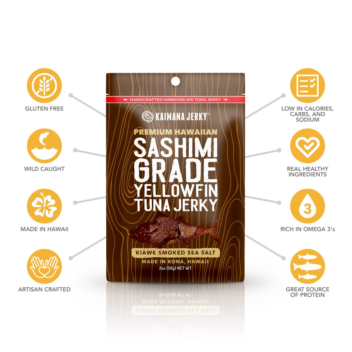 Kaimana Ahi Tuna Jerky preservative-free and MSG-free for pure tuna flavor.