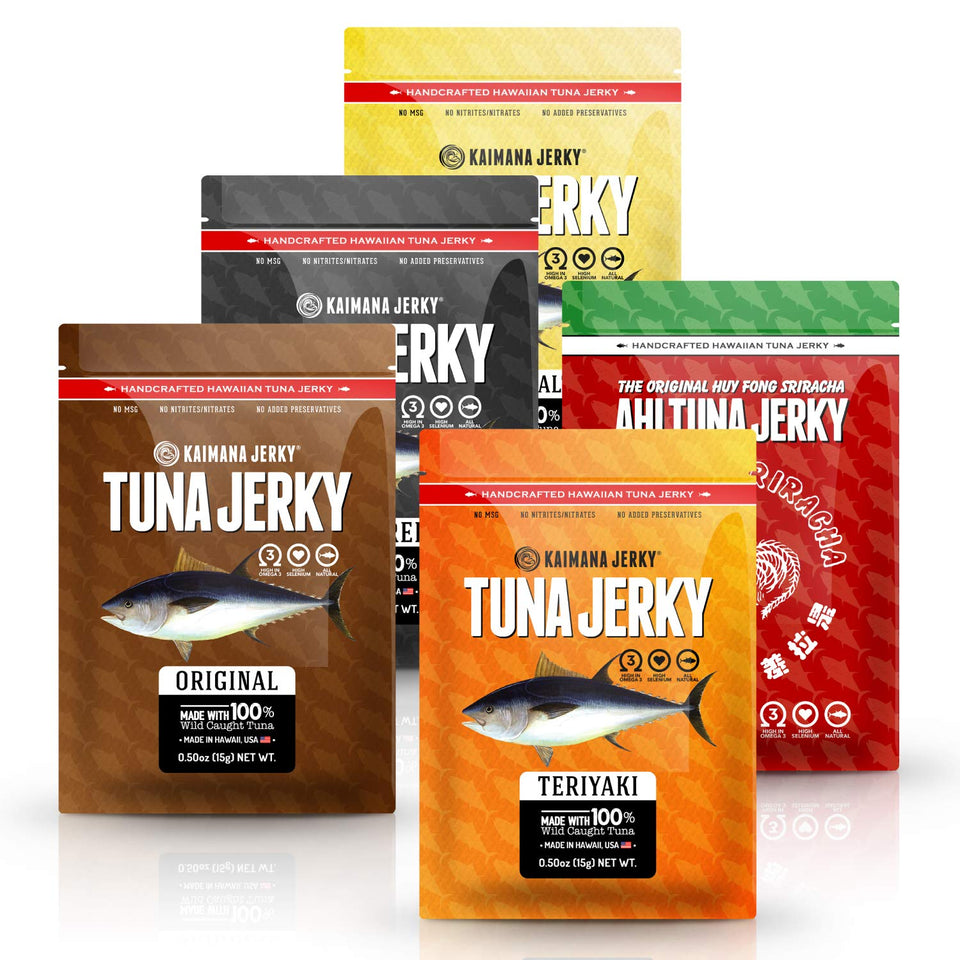 Kaimana Jerky Ahi Tuna Sampler Bundle for tasting and sharing.