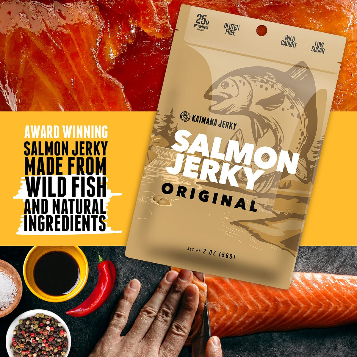 Kaimana Jerky organic ingredients label emphasizing clean components