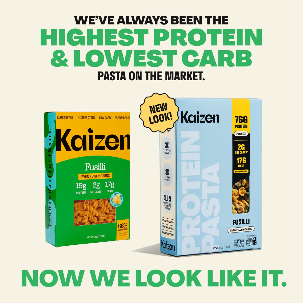 Kaizen Keto Pasta Fusilli cooked plate, high-protein meal option
