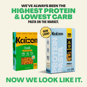 Kaizen Keto Pasta Fusilli cooked plate, high-protein meal option