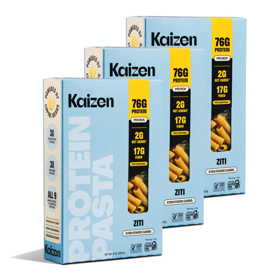 Kaizen Keto Pasta Ziti pack-shot highlights gluten-free, low-carb option for meals