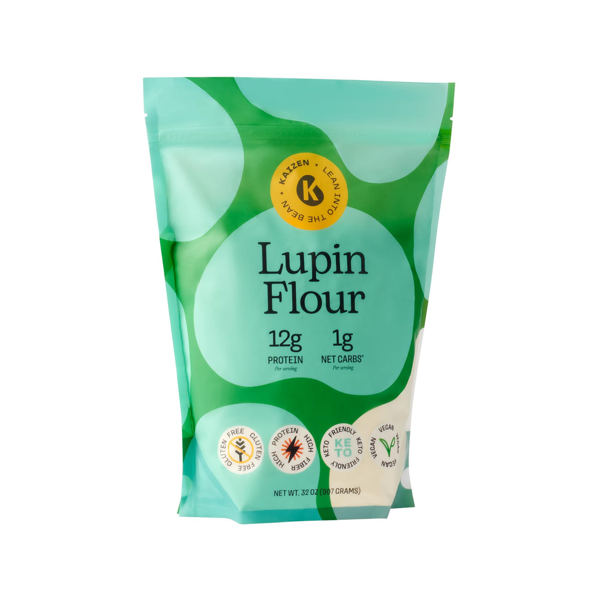 Kaizen Lupin Flour bag highlights gluten-free, high-protein baking option