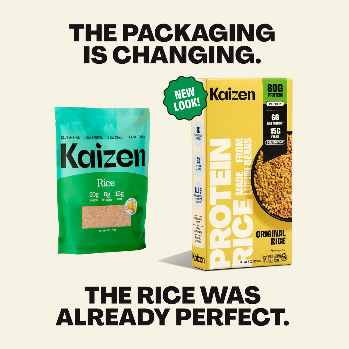 Kaizen Original Protein Rice ready-to-serve bowl scene for quick meals.
