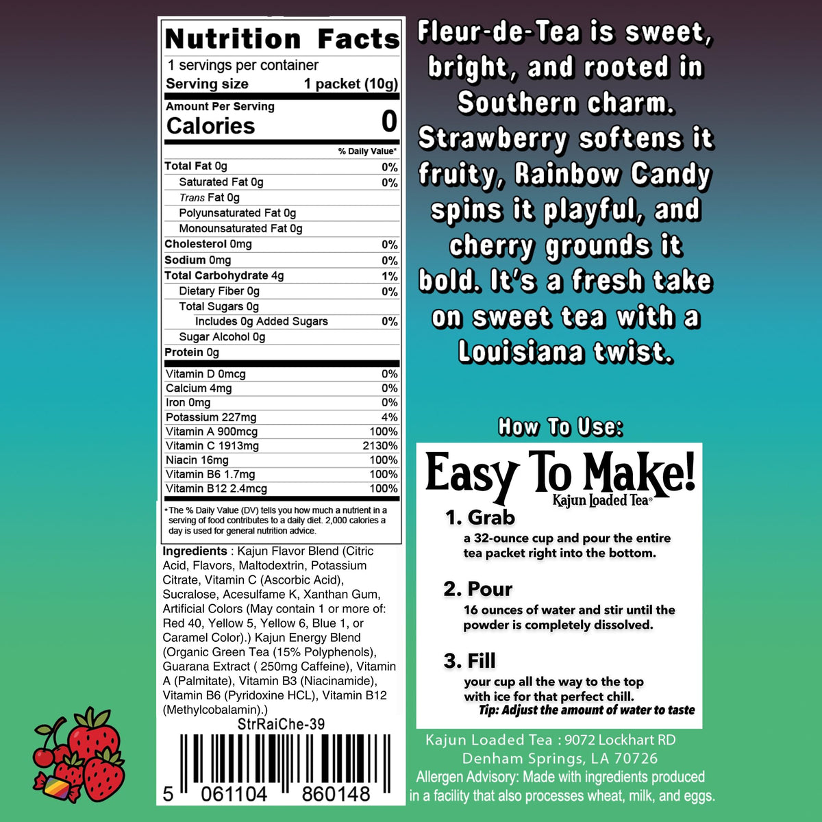 Kajun Loaded Tea 250mg green tea caffeine powder for a clean energy lift