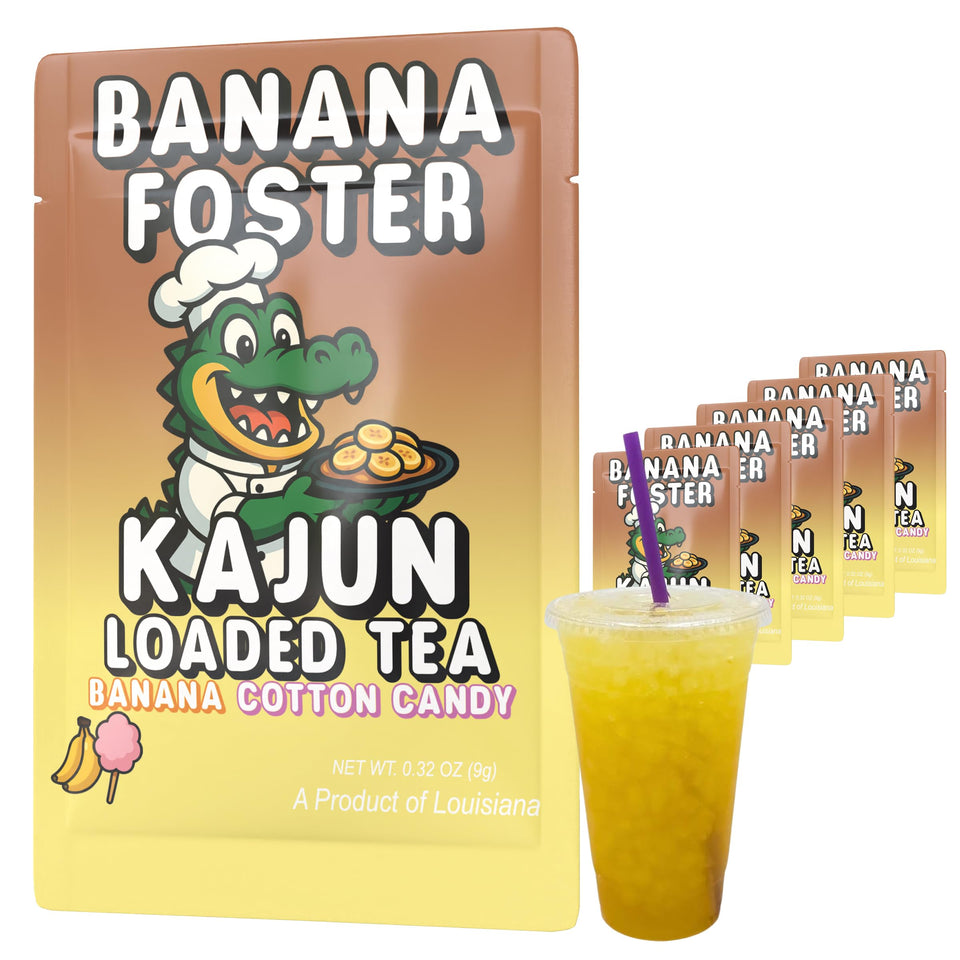 Kajun Loaded Tea Banana Foster bottle shows bold flavor and a ready energy boost.
