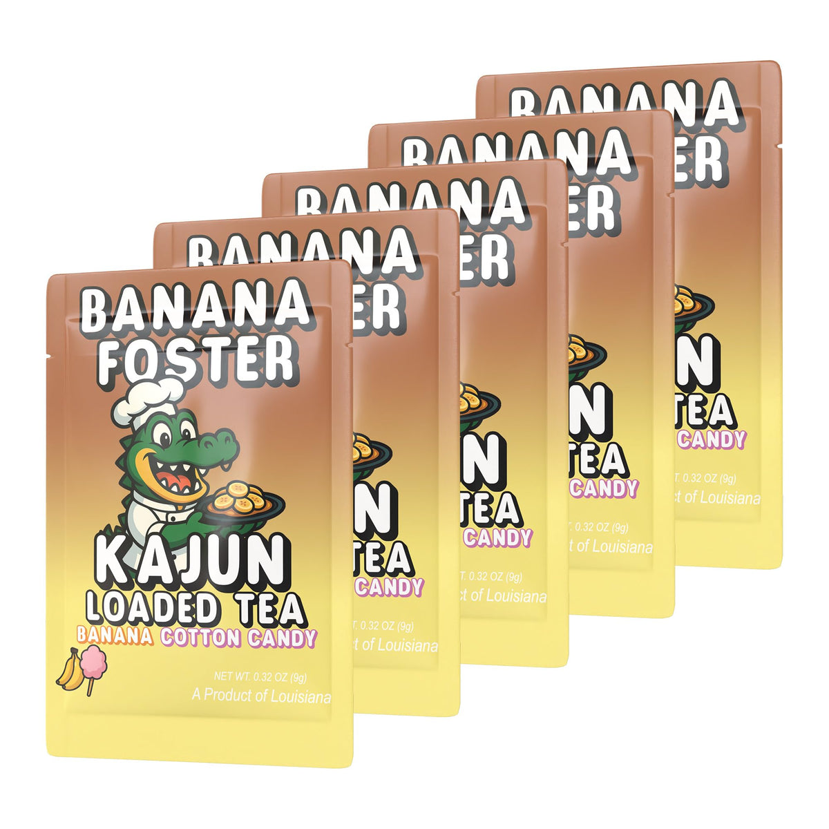 Kajun Loaded Tea Banana Foster mixing glass with powder and water concept.