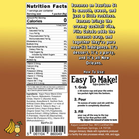 Kajun Loaded Tea Bananas on Bourbon St glass highlights 250mg caffeine from green tea.