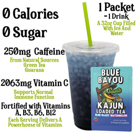 Kajun Loaded Tea Blue Bayou blue blast ice for a cool energy sip