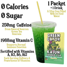 Kajun Loaded Tea Blue Blast can beside ice, quick uplift.