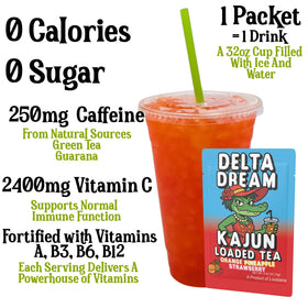 Kajun Loaded Tea Delta Dream glass with citrusy aroma and tropical notes for refreshment.
