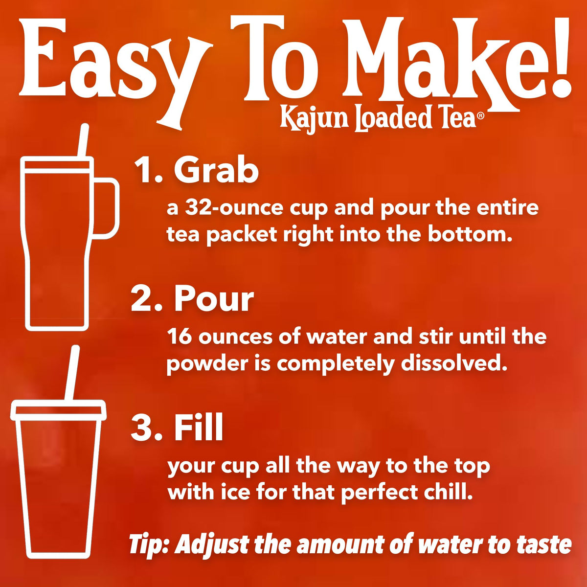 Kajun Loaded Tea Delta Dream single-serve packet for quick on-the-go hydration.
