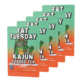 Kajun Loaded Tea Fat Tuesday cherry flavor packet emphasizing fruity mix and keto-friendly option.