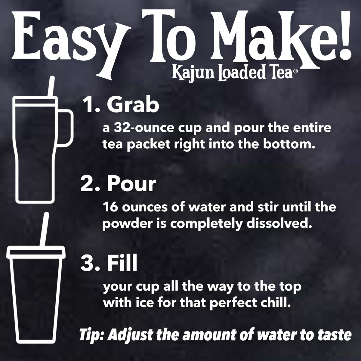 Kajun Loaded Tea Fat Tuesday single-serve pouch ready for on-the-go hydration.
