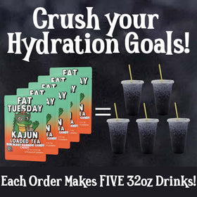 Kajun Loaded Tea Fat Tuesday zero-calorie drink signals guilt-free enjoyment.