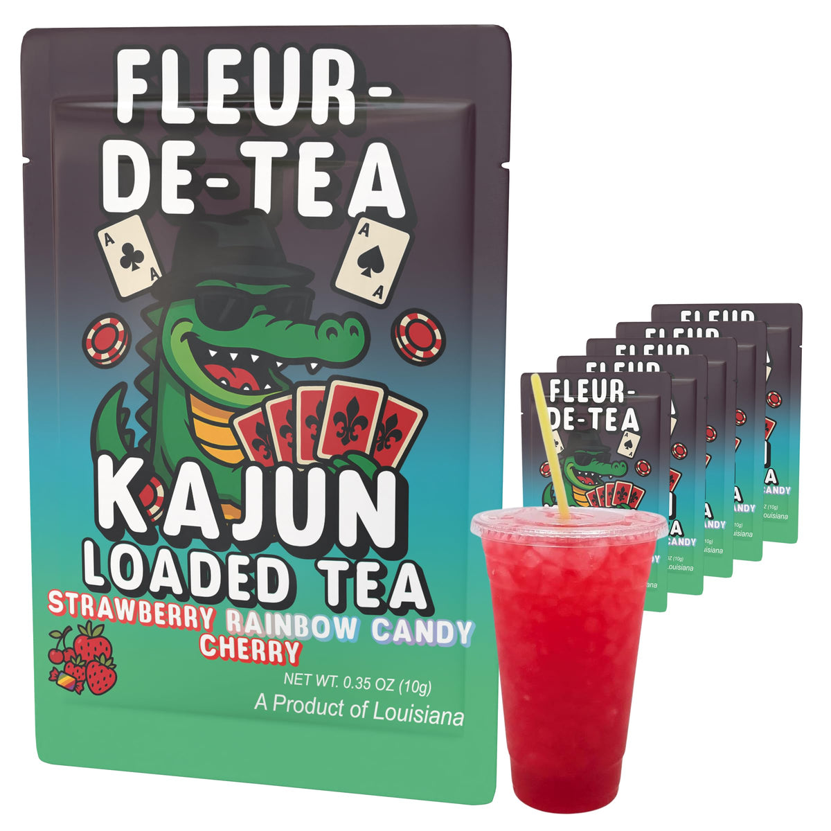 Kajun Loaded Tea Fleur-de-Tea strawberry note in a bottle for bold flavor