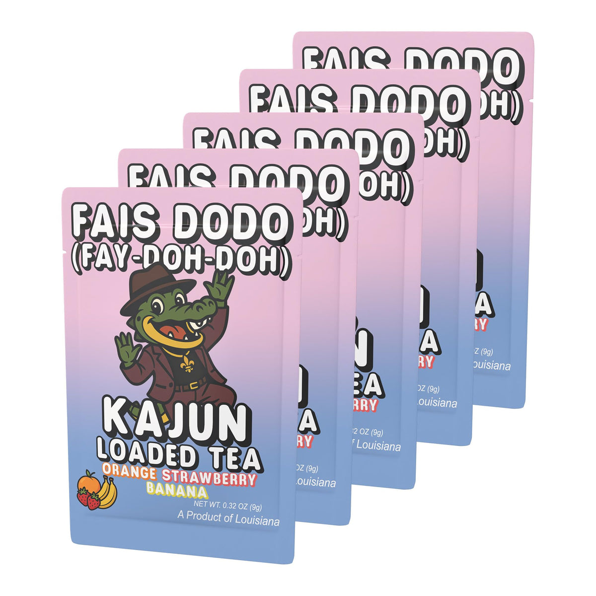 Kajun Loaded Tea orange-strawberry-banana flavor in a glass over ice
