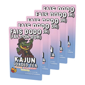 Kajun Loaded Tea orange-strawberry-banana flavor in a glass over ice