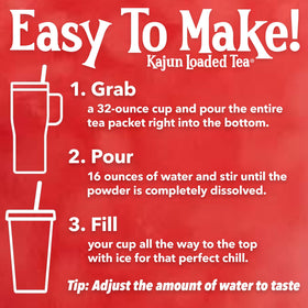 Kajun Loaded Tea Magnolia Mixer travel sachet for convenient on-the-go hydration.
