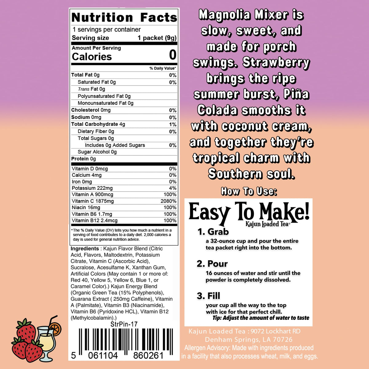 Kajun Loaded Tea Magnolia Mixer B6 B12 C vitamins boosted hydration.