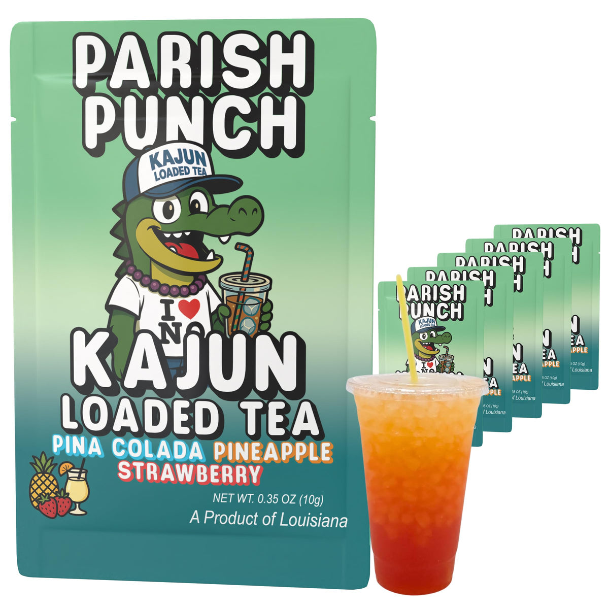 Kajun Loaded Tea Parish Punch single-serve packet for on-the-go energy.
