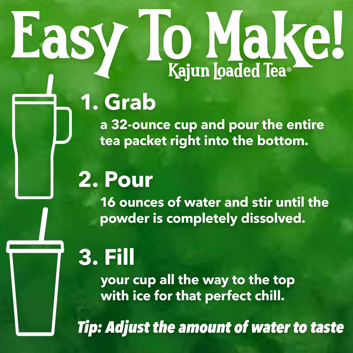 Kajun Loaded Tea Pineapple flavor packet for on-the-go refreshment.