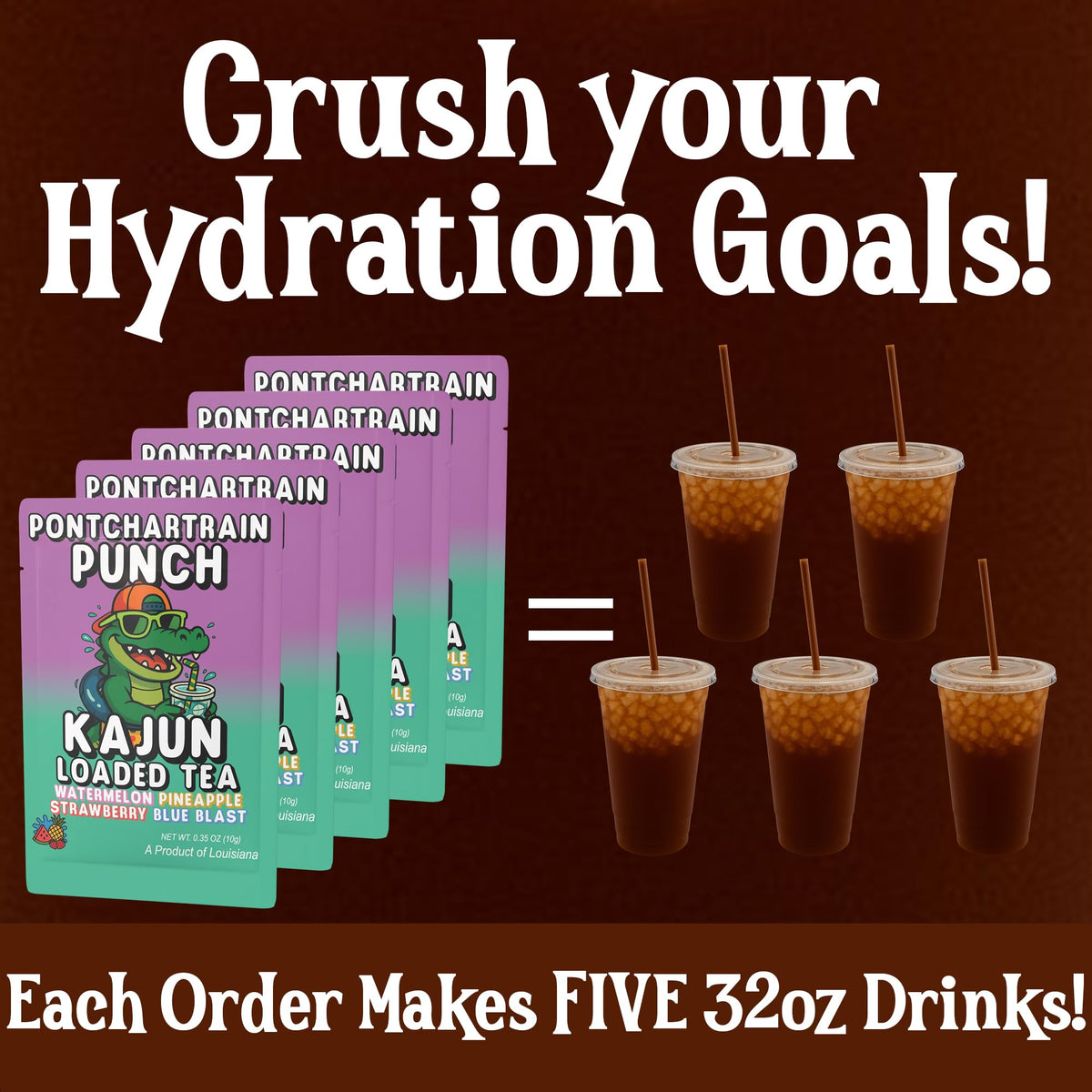 Kajun Loaded Tea Pontchartrain Punch glass with ice ready to enjoy