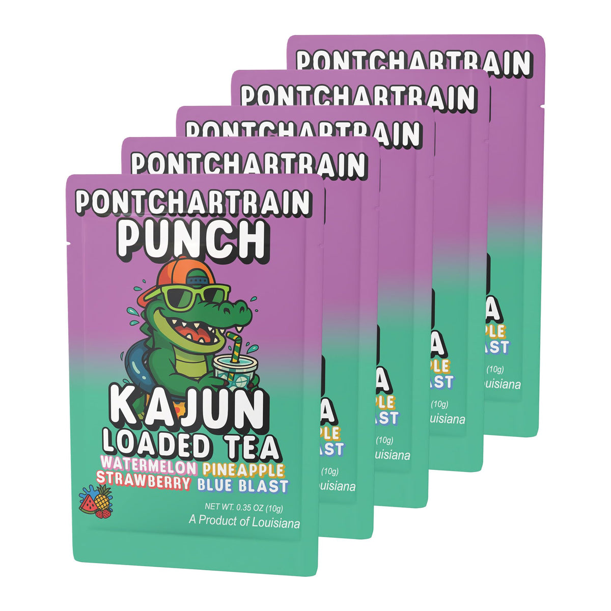 Kajun Loaded Tea Pontchartrain Punch strawberry flavor for fruity taste and quick energy