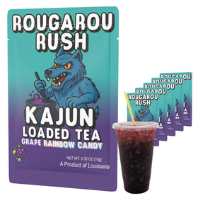 Kajun Loaded Tea Rougarou Rush packet ready to mix for on-the-go energy.