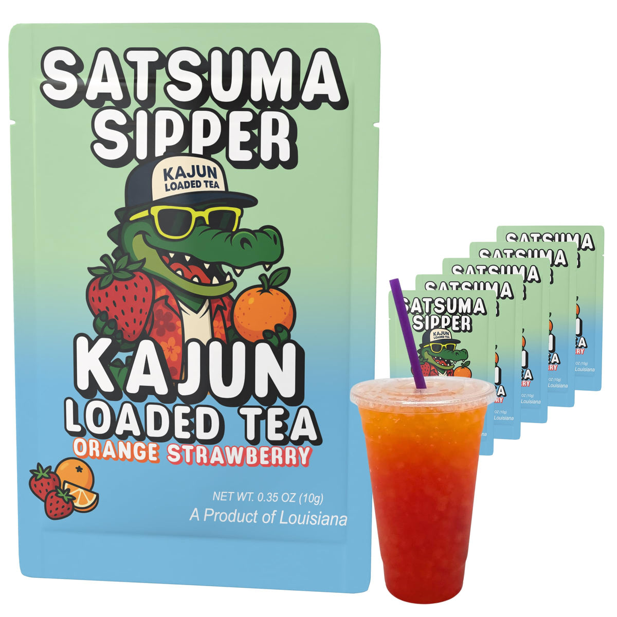 Kajun Loaded Tea Satsuma Sipper packet for quick single-serve flavor boost